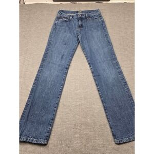 Seven7 Bootcut‎ Jeans Mens 28 Medium Wash Crinkle Fade Embroidered Blue Denim